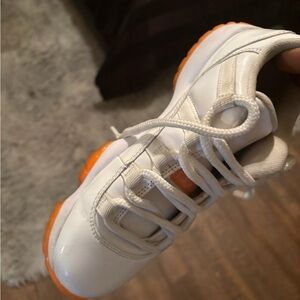 Jordan Kids White and Orange Sneakers